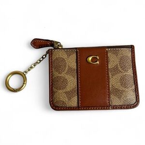 Coach Tan and Brown Card Holder with Gold Accent